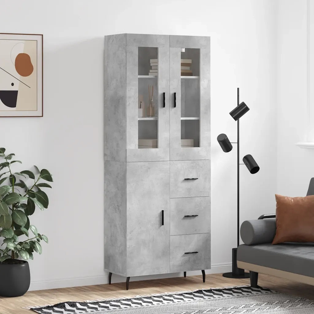 Credenza | Madia | Buffet da pranzo | Armadio da pranzo Grigio Cemento 69,5x34x180 cm in Legno Multistrato