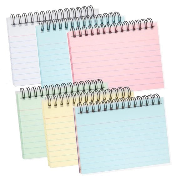 Indexcard multicolor - 12,5 x 7,5 cm - 300 fogli - legatura a spirale - progetto a doppia faccia - adatto per scuola/ufficio - biglietti da notizie