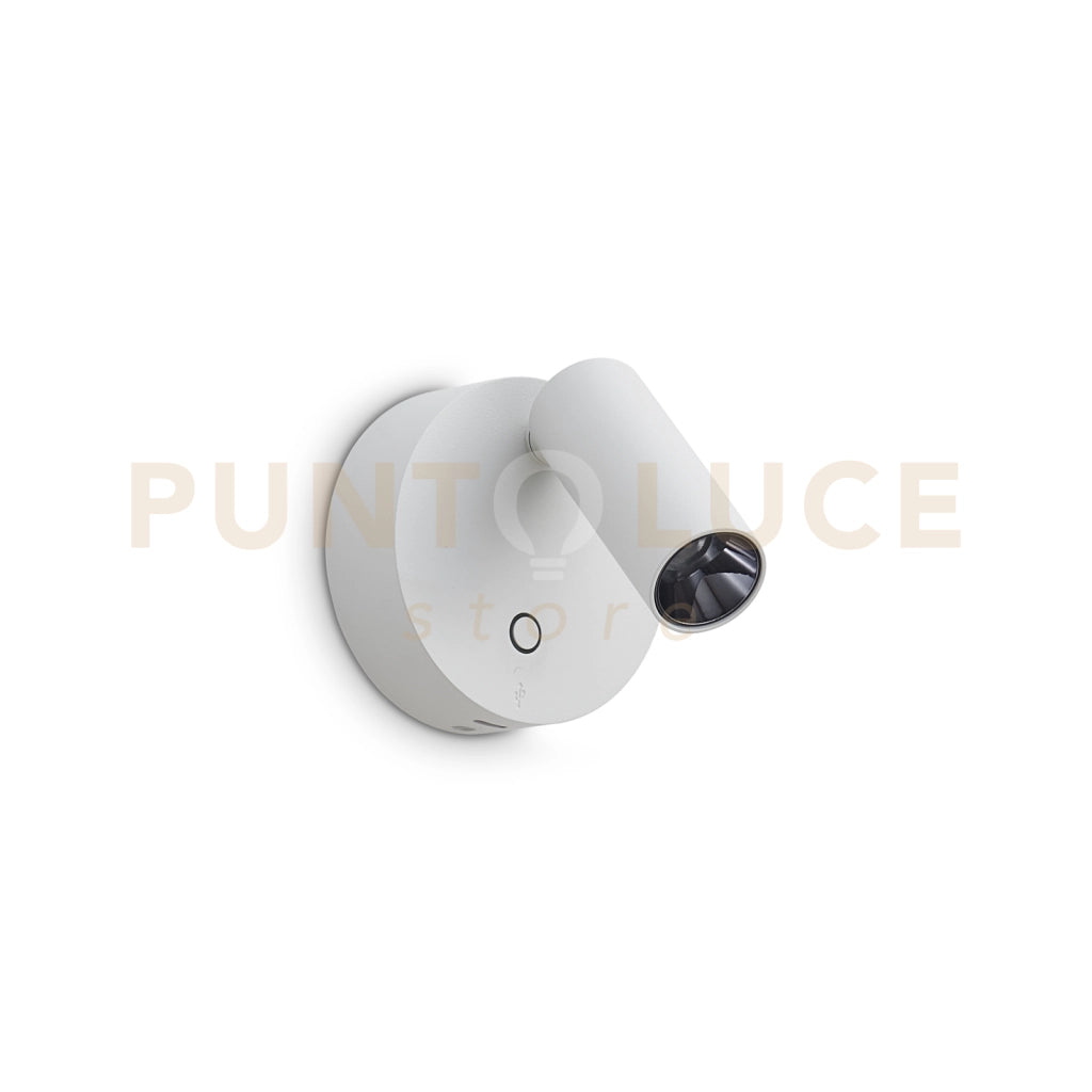 ELF APPLIQUE A PARETE CON PRESA USB-C LED 3000 K 3W  200 lm DIMMERABILE BIANCO ORIENTABILE