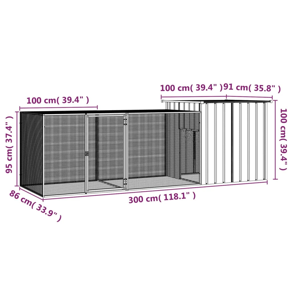 Gabbia per polli 300 x 91 x 100 cm acciaio zincato grigio 02_0041657
