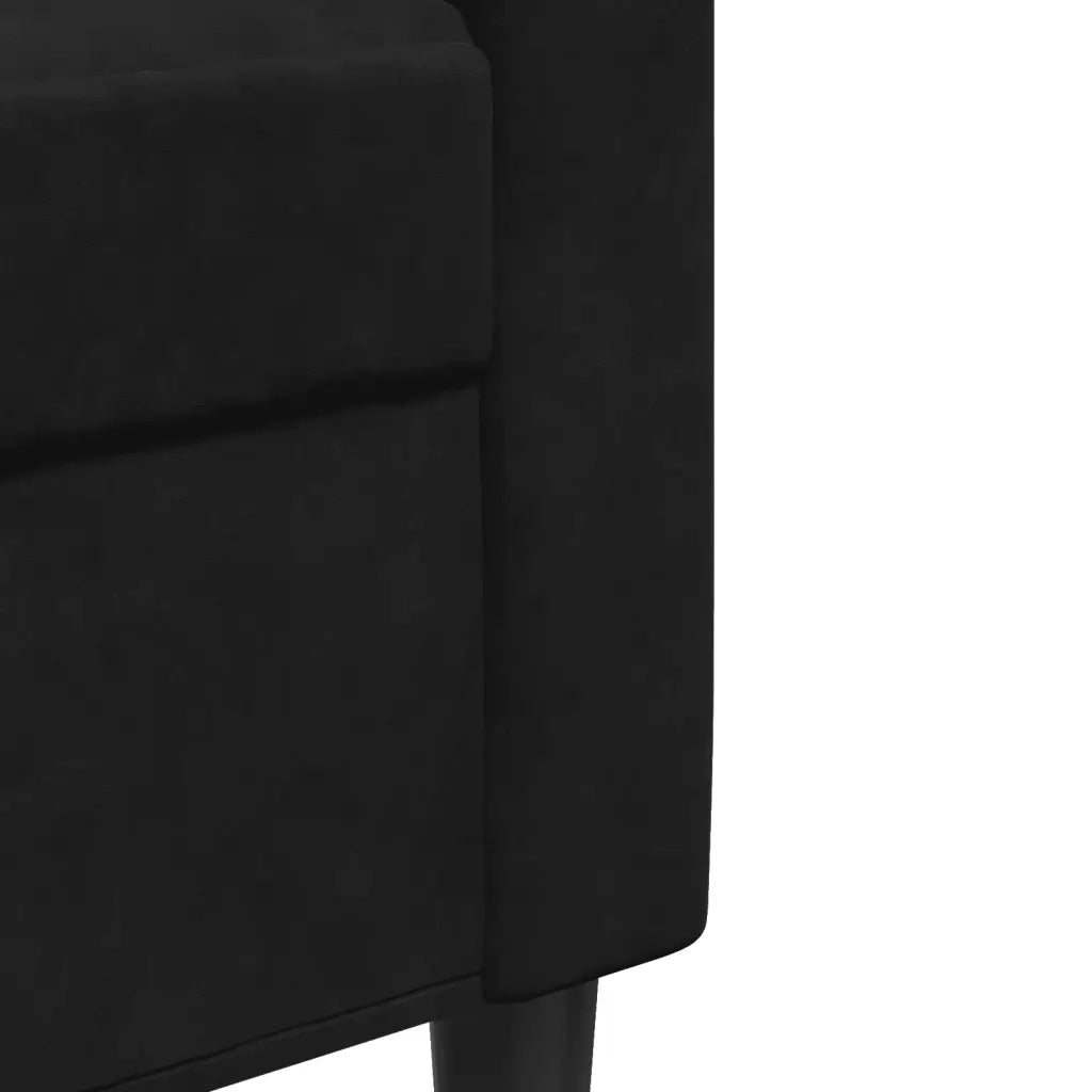 Set di Divani 4 pz con Cuscini e Rinforzi Nero in Velluto