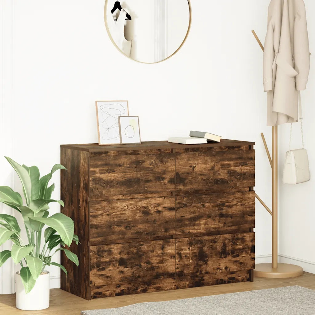 Credenza Rovere Fumo 100x35x76 cm in Legno Multistrato