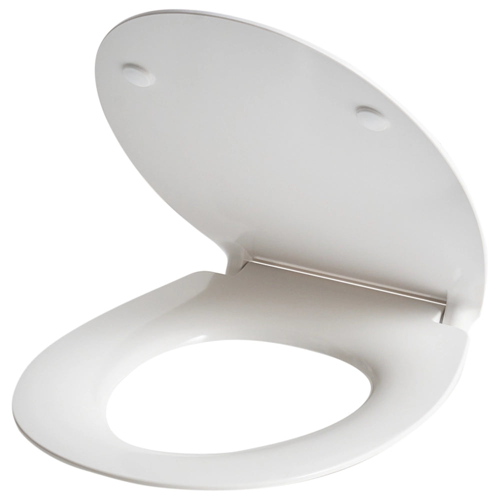 Sedile del wc Duroplast bianco 45 x 38 cm Distanza tra i fori 16 cm Chiusura morbida a sgancio rapido Stile moderno per il bagno