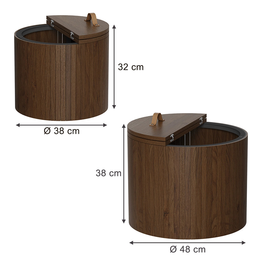 Vicco Set di tavolini Noce 48 x 48 cm 2 parti