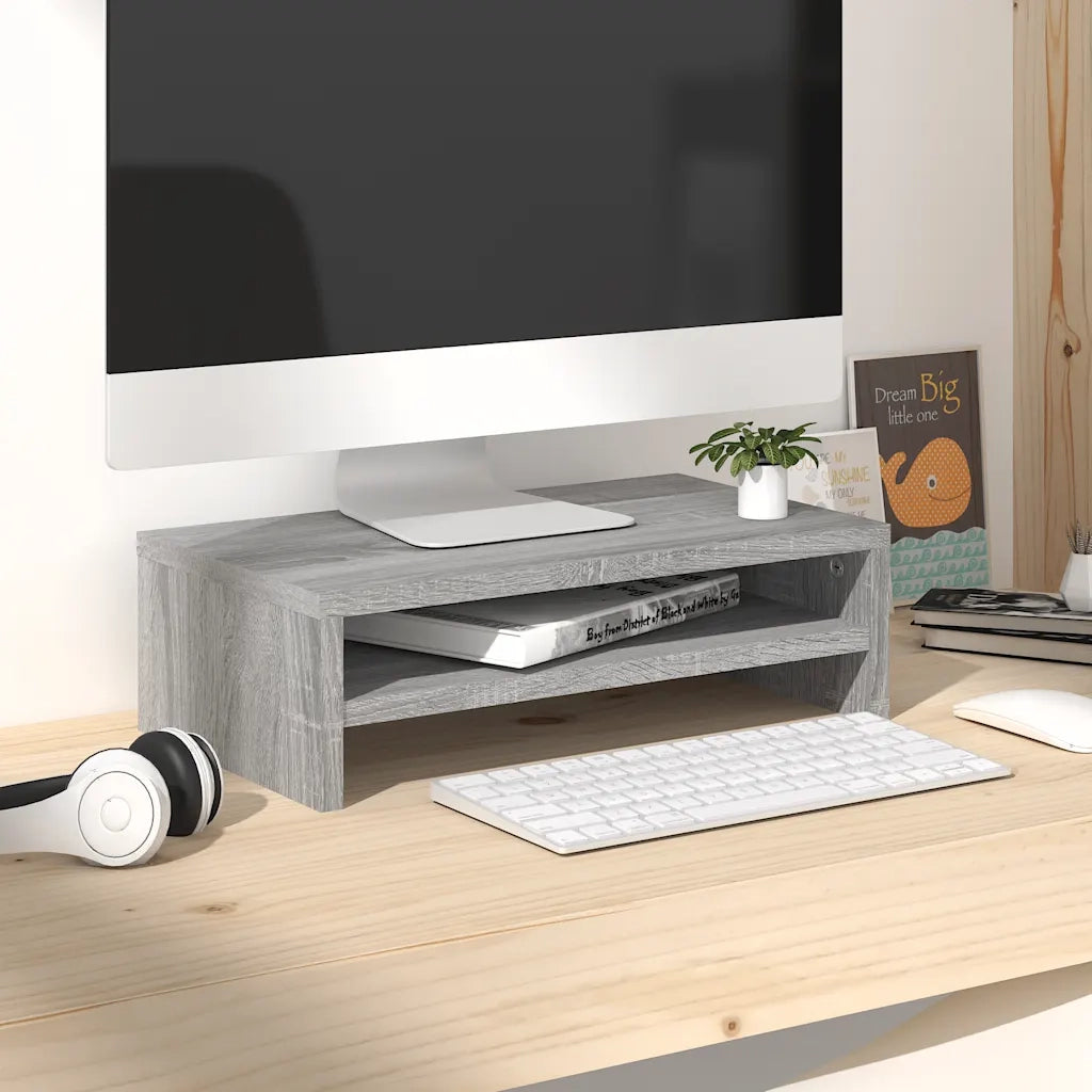 Supporto per Monitor Grigio Sonoma 42x24x13cm Legno Multistrato 815268