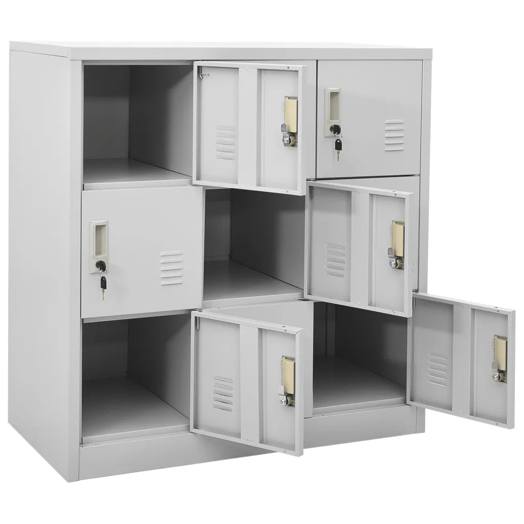 Armadietto contenitore moderno per ufficio 90 x 45 x 92,5 cm con serrature in acciaio grigio chiaro 02_0046927