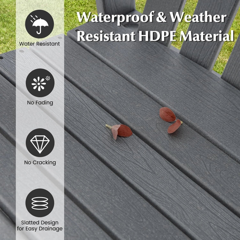 Sedia alta da giardino con poggiapiedi, sedia Adirondack in HDPE, seduta esterna con braccioli e schienale, sgabello per patio, terrazza, balcone, carico 150 kg, 70 x 85 x 119 cm (grigio)