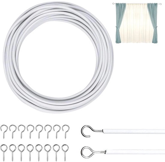 Cavo di tenda Bianco 6 m - Corda per tenda - Tendenze - Cavi per tende - Tende da doccia - Resistente e duraturo