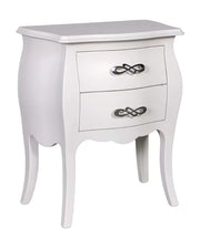 Comodino 2 cassetti bombato legno shabby bianco 50x30x60 - Mobili 2G