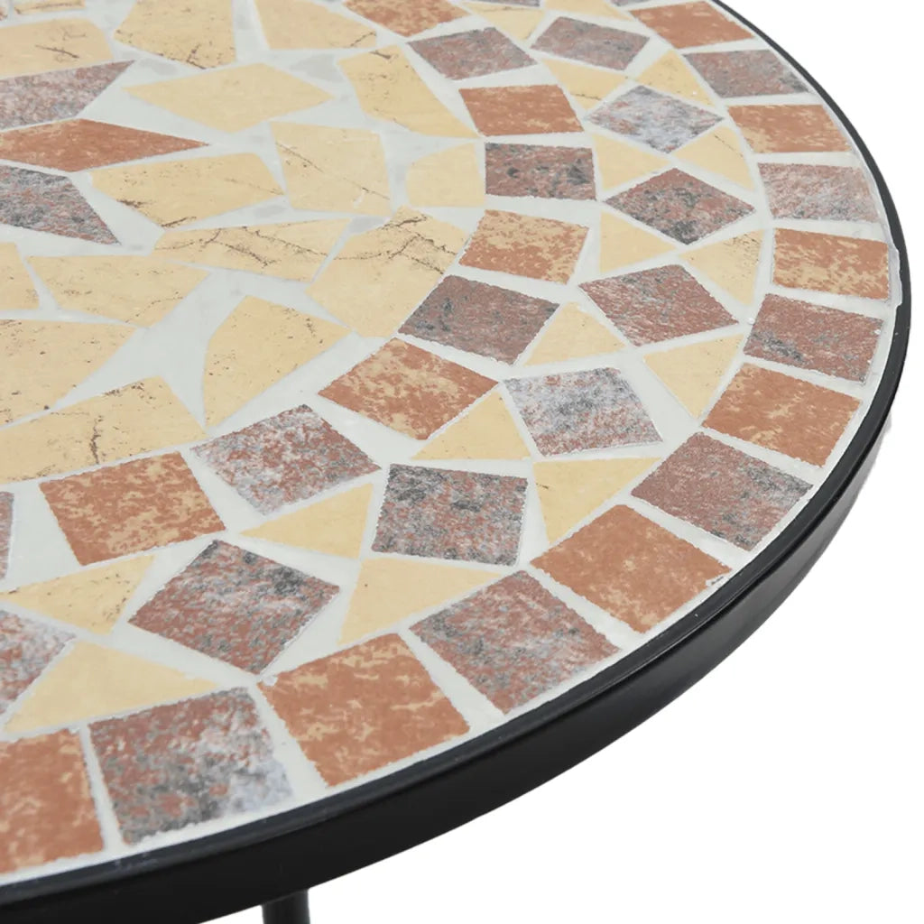 Set da Bistrot con Mosaico Terracotta e Bianco Ferro e Ceramica 3216356