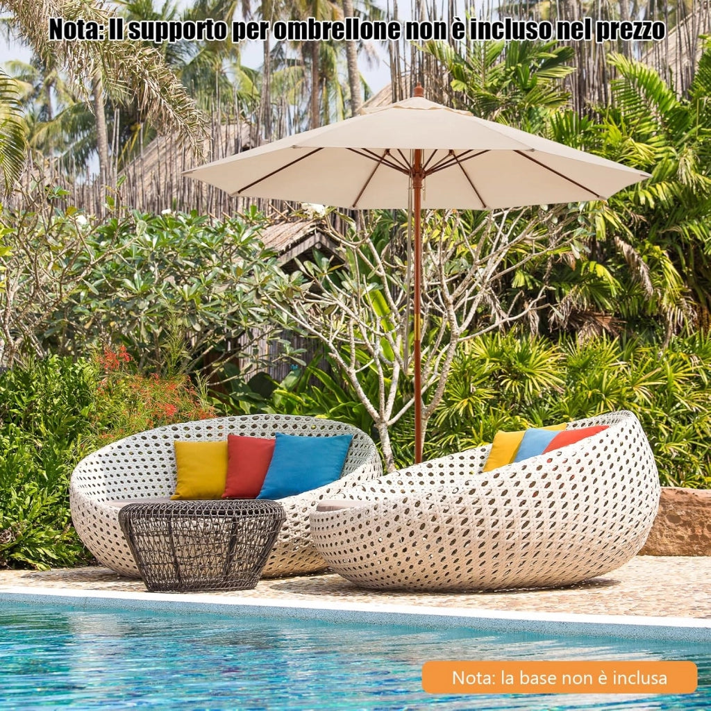 Ombrellone da Giardino di 260 cm, Ombrellone da Esterno con Altezza Regolabile, 8 Stecche, Protezione UV, per Giardino, Cortile, Patio, Piscina (Beige)