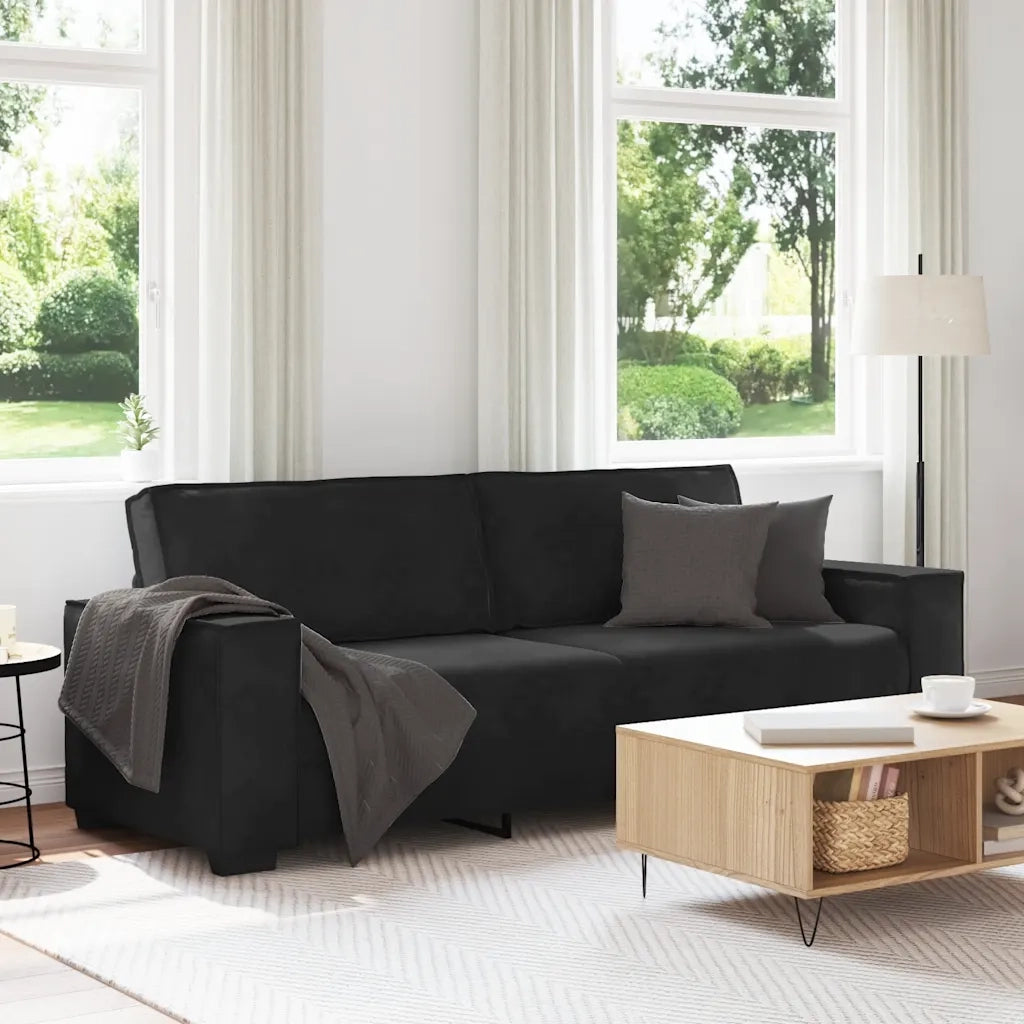Divano a 3 Posti Nero 220x78x84 cm in Velluto 4105035
