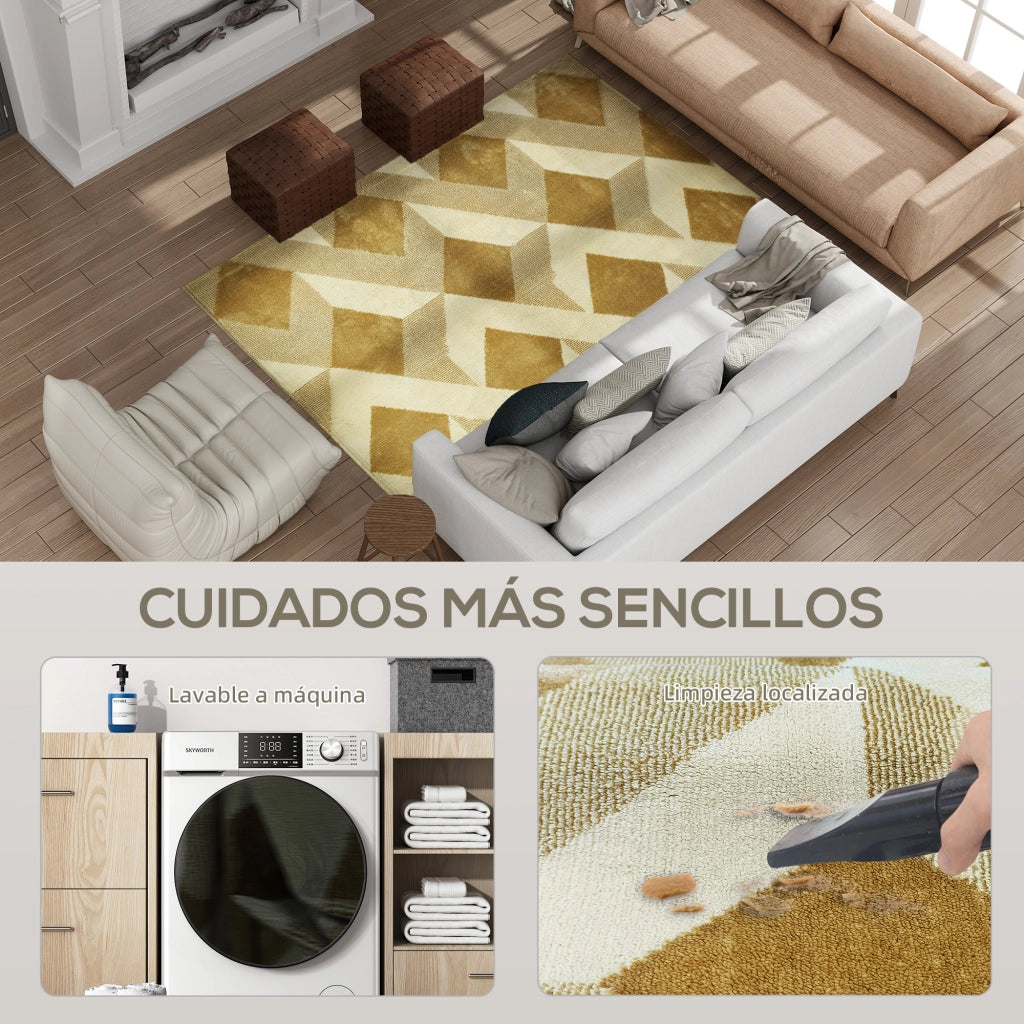Tappeto Moderno Pelo Corto Lavabile ¨C zephmum ¨C 170x120 cm Crema