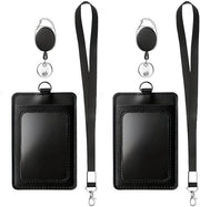 Set di 2 cartellini, collare, cartellino, 2 cinghie, cartellino con clip a gomito rotativo, con 2 cinghie ritirate con cordino nylon rimovibile, ideale per ufficio, scuola