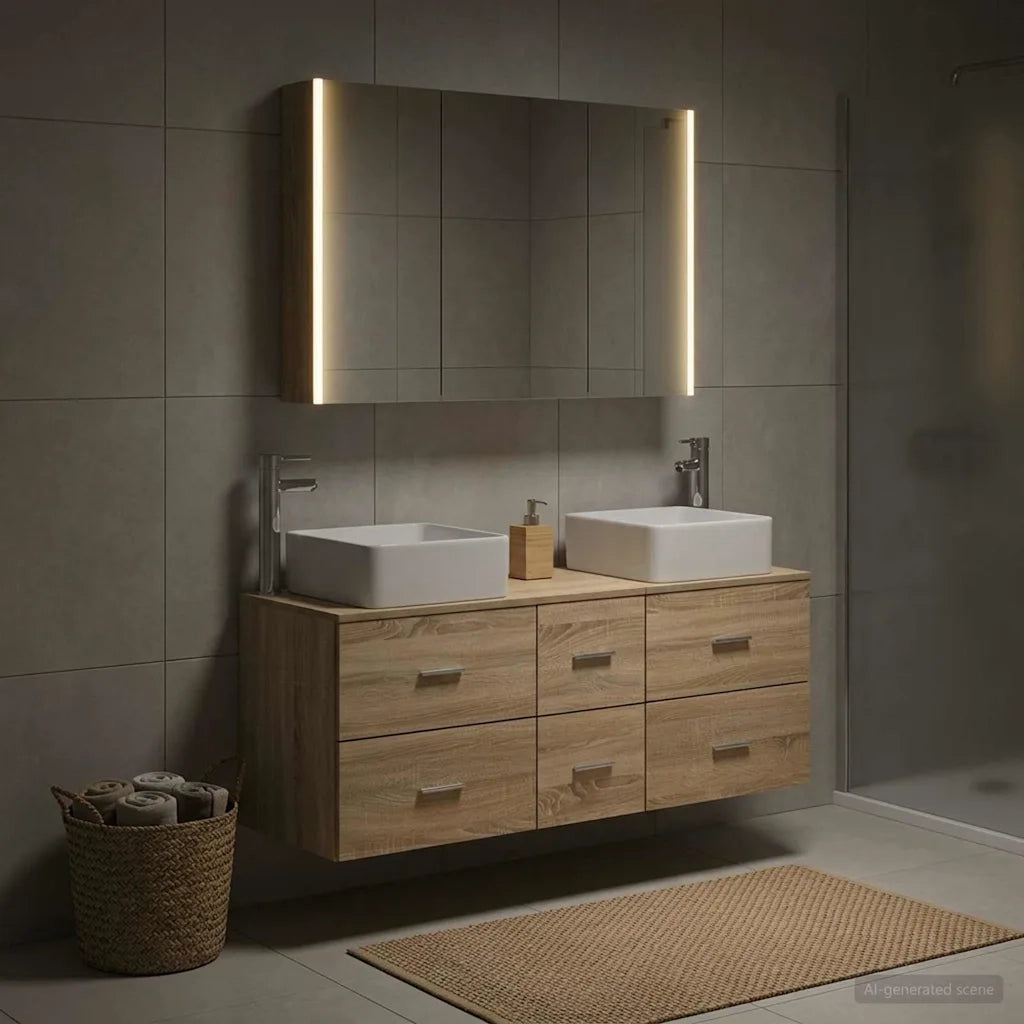 Set di mobili per il bagno 4 pcs Rovere Sonoma 3406785