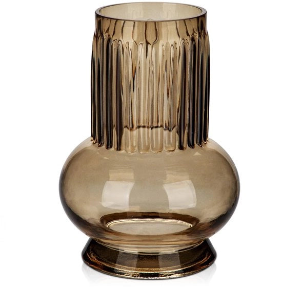 Vasi di vetro per fiori moderni, 18 cm alto vaso da tavolo di vetro, decorativo in legno scuro per fiori, vaso decorativo per fiori, vaso cilindrico di vetro irregolare per decorazione da tavolo, ufficio, cucina, regalo di nozze