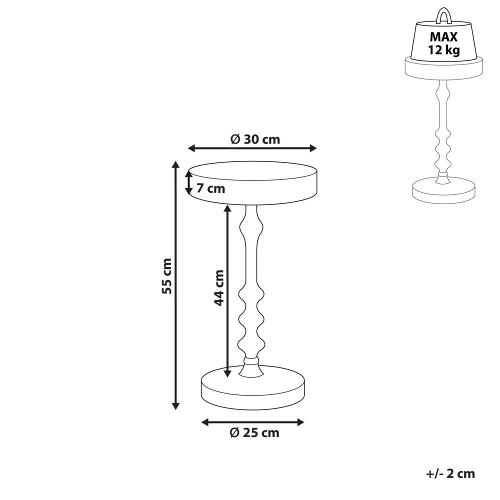 Tavolino in metallo nero 30 cm con a forma geometrica soggiorno camera da letto stile moderno