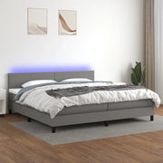 Letto a Molle Materasso e LED Grigio Scuro 200x200cm in Tessuto 3133022