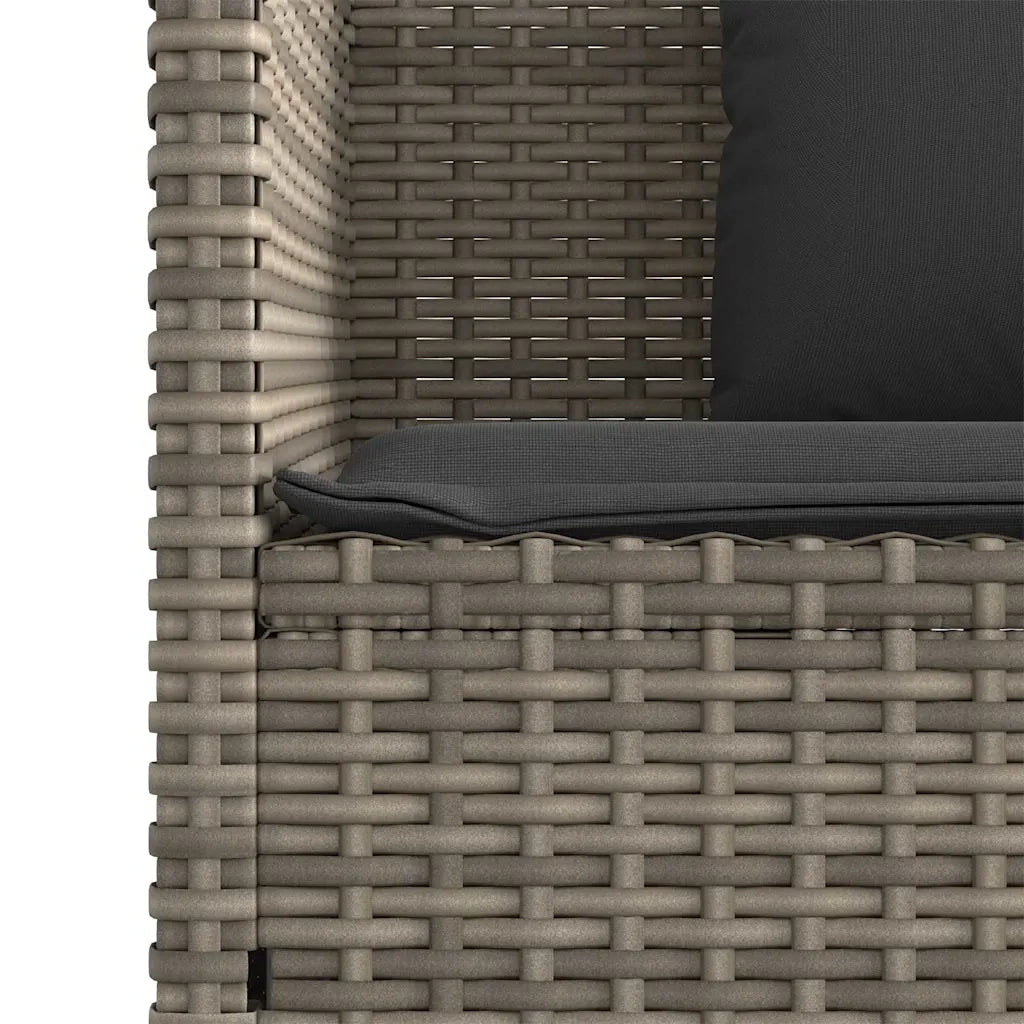 Panca da Giardino con Cuscini-Sgabello-Panca da esterno Grigia in Polyrattan 567704