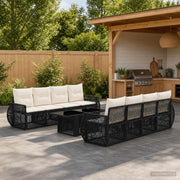 Set Divano da Giardino 9 pz Nero e Bianco Crema polyrattan 3436912