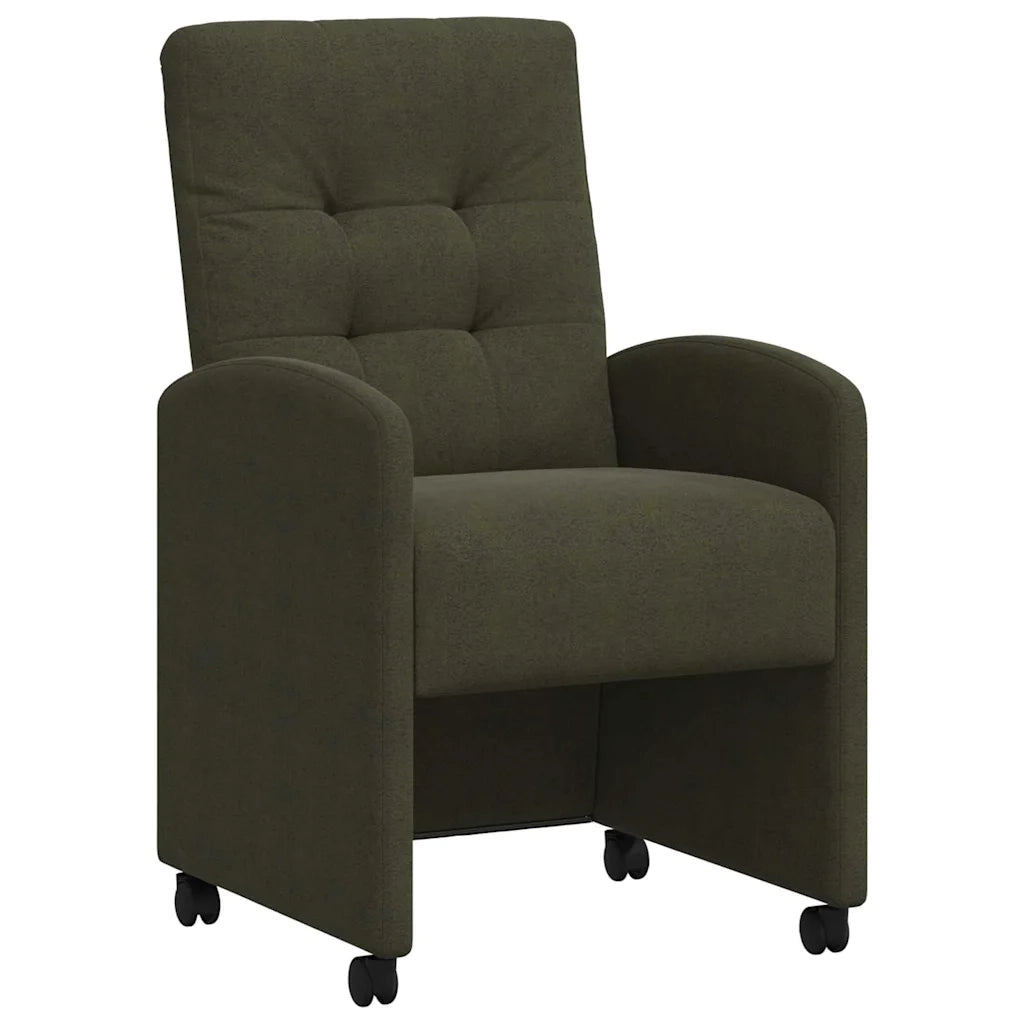 Sedie da Pranzo con Ruote 2 pcs Verde militare 58 x 67 x 97 cm