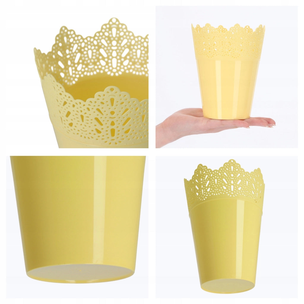 Vaso da fiori KADAX, vaso da fiori, coperchio, alto, in plastica, 12 cm, giallo