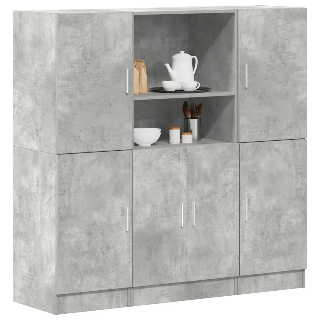 Set di Armadio pensile | Mobili da Cucina 3 pz Grigio Cemento in Truciolato