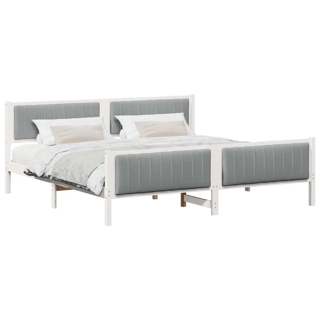Struttura del Letto Bianco e grigio chiaro 200 x 200 cm 3394302