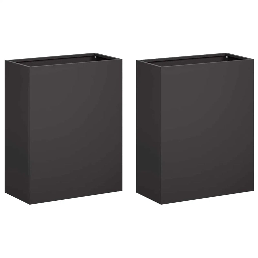 Vaso da giardino 2 pz Nero 40 x 20 x 40 cm 8005401