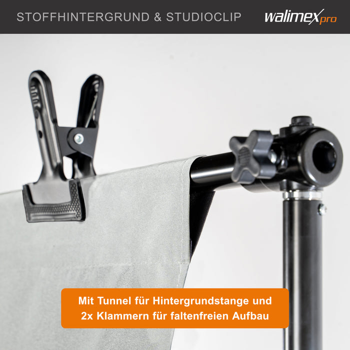 Set premium per studio fotografico incl. 2x treppiede lampada, 2x softbox LED 45 W bicolore e sfondo, potente illuminazione video per interno