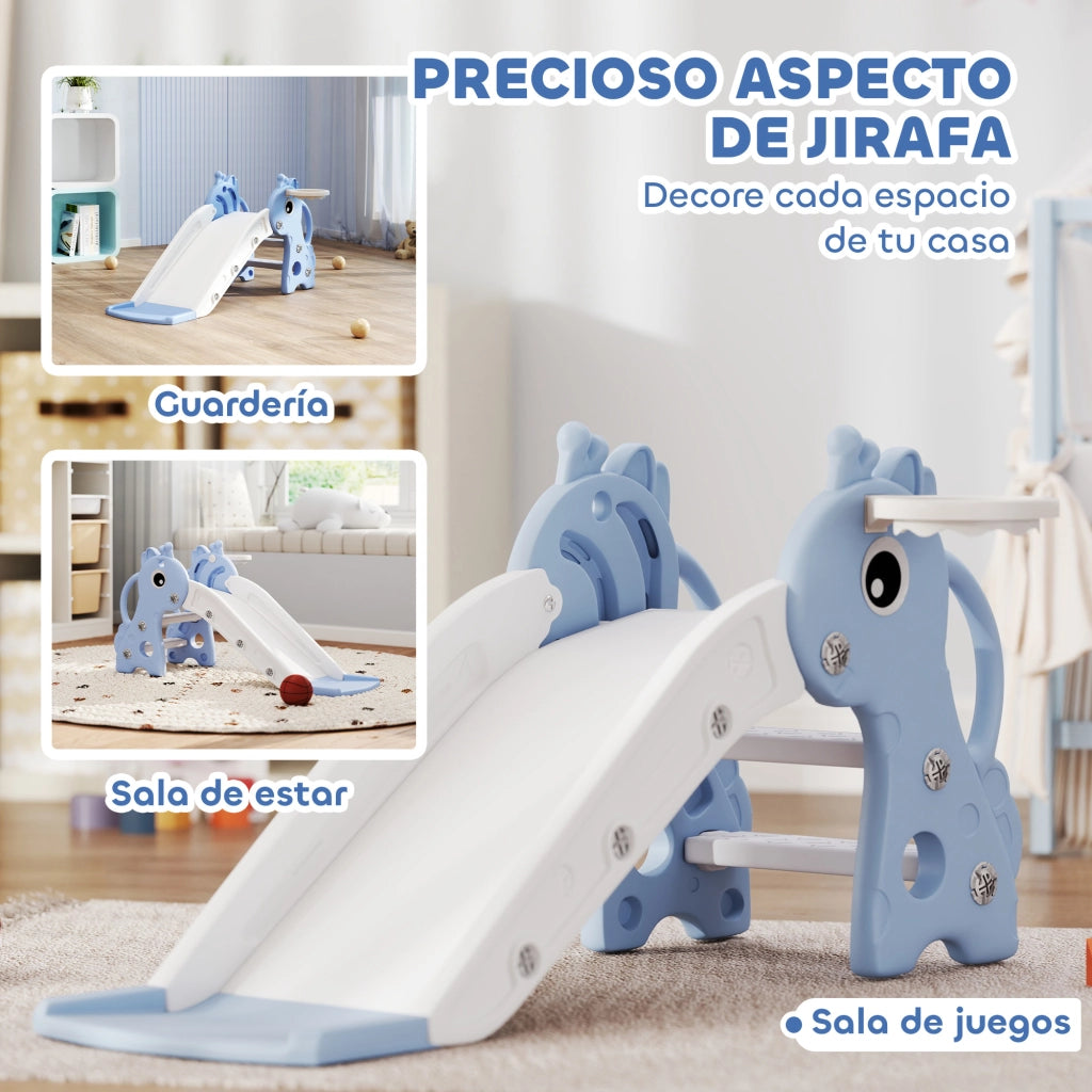 Letto a Soppalco 3 in 1 con Scivolo, Scala e Canestro ¨C Zephmum ¨C 106x51.5x52 cm Blu
