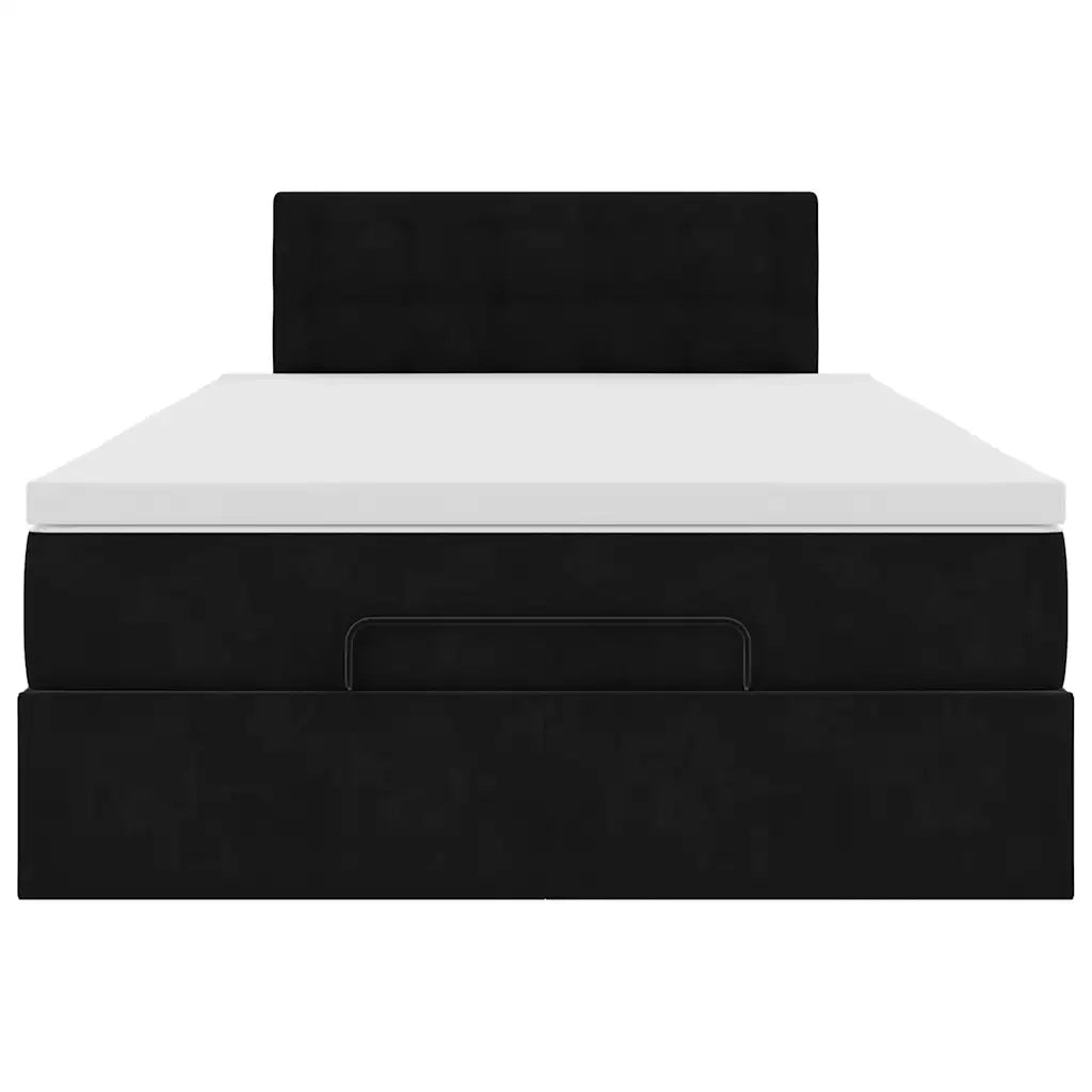 Struttura Letto Pouf con Materasso Nero 120x200 cm Velluto