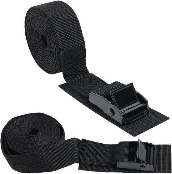 Cinture di sostegno, 2 pezzi | 25 mm | 0,5 m - 5,5 m | Ultra robusto | EN12195-2 | Capacità di carico 250 kg/500 kg, resistente all'usura, riempito, ideale per biciclette, motocicli, autovetture e attrezzature outdoor