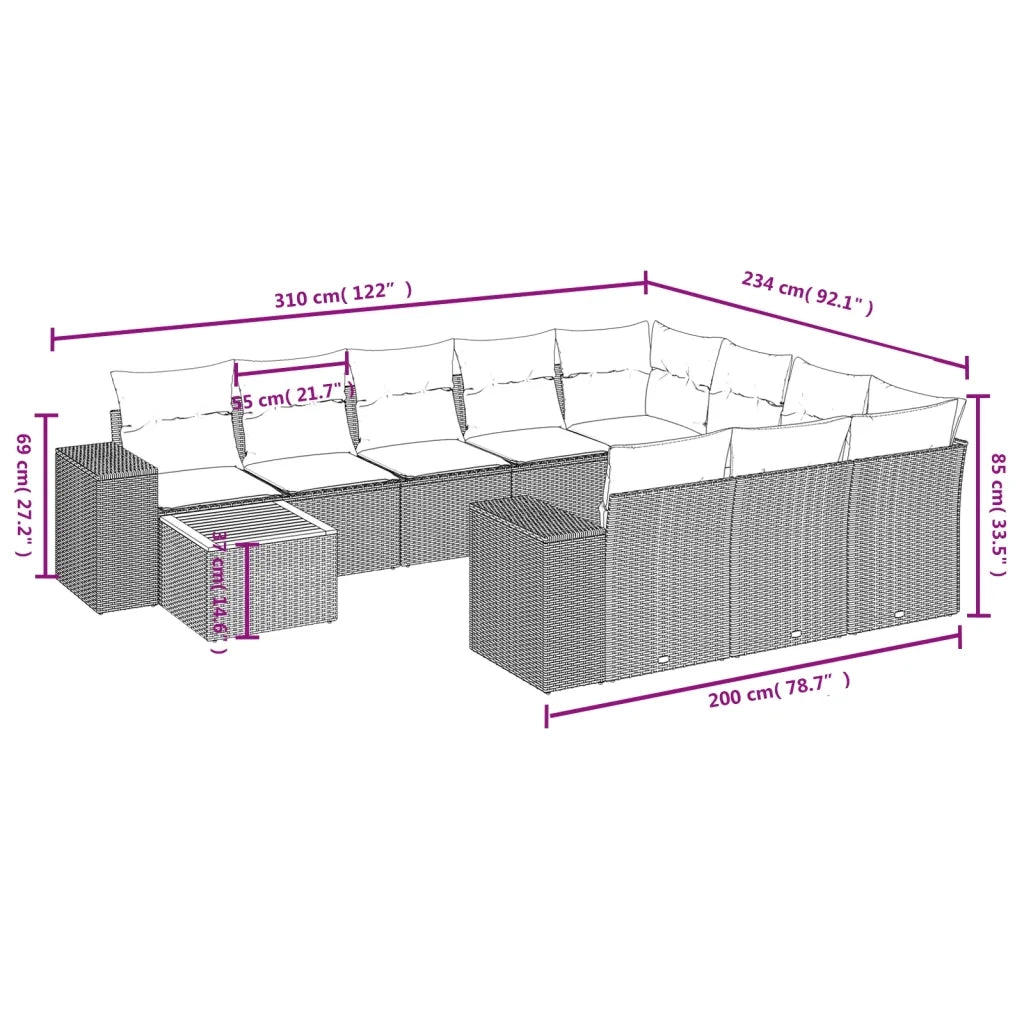 Set Divani da Giardino 11 pz con Cuscini in Polyrattan Nerocod mxl 91698