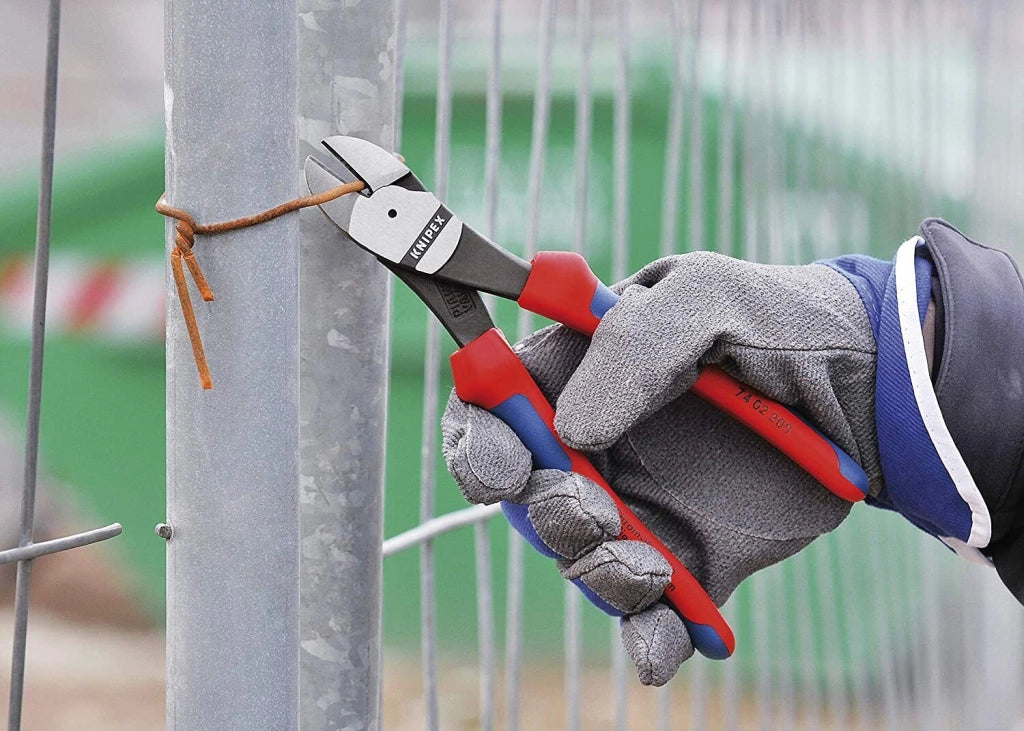 KNIPEX 74 02 200 Tronchese Laterale Acciaio al Cromo-Vanadio Forgiato Lunghezza 200 mm Manici Bicomponenti colore Rosso-Blu