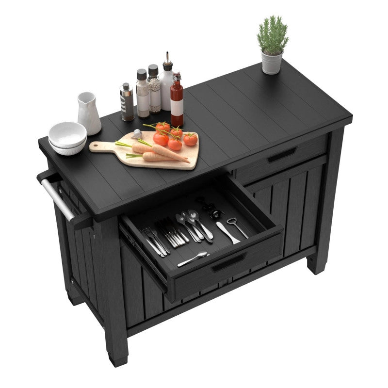 Carrello Cucina da Esterno Unity XL Drawers 207L - Doppio Cassetto e Accessori - Grafite - Keter