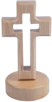 Croce in Legno con Disegno a Croce - Supporto per Croce - Decorazione per Scrivania - Base Magnetica - Bellezza Unica