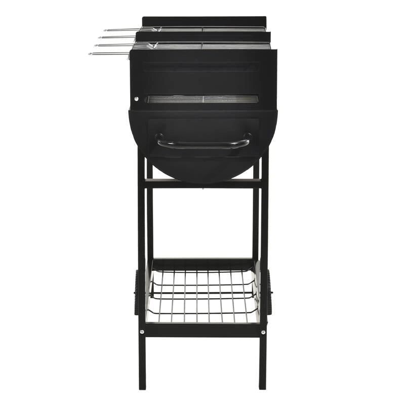 BARBECUE IN ACCIAIO CON 2 GRIGLIE INDIPENDENTI 90CM X 45CM X 96CM COLORE NERO