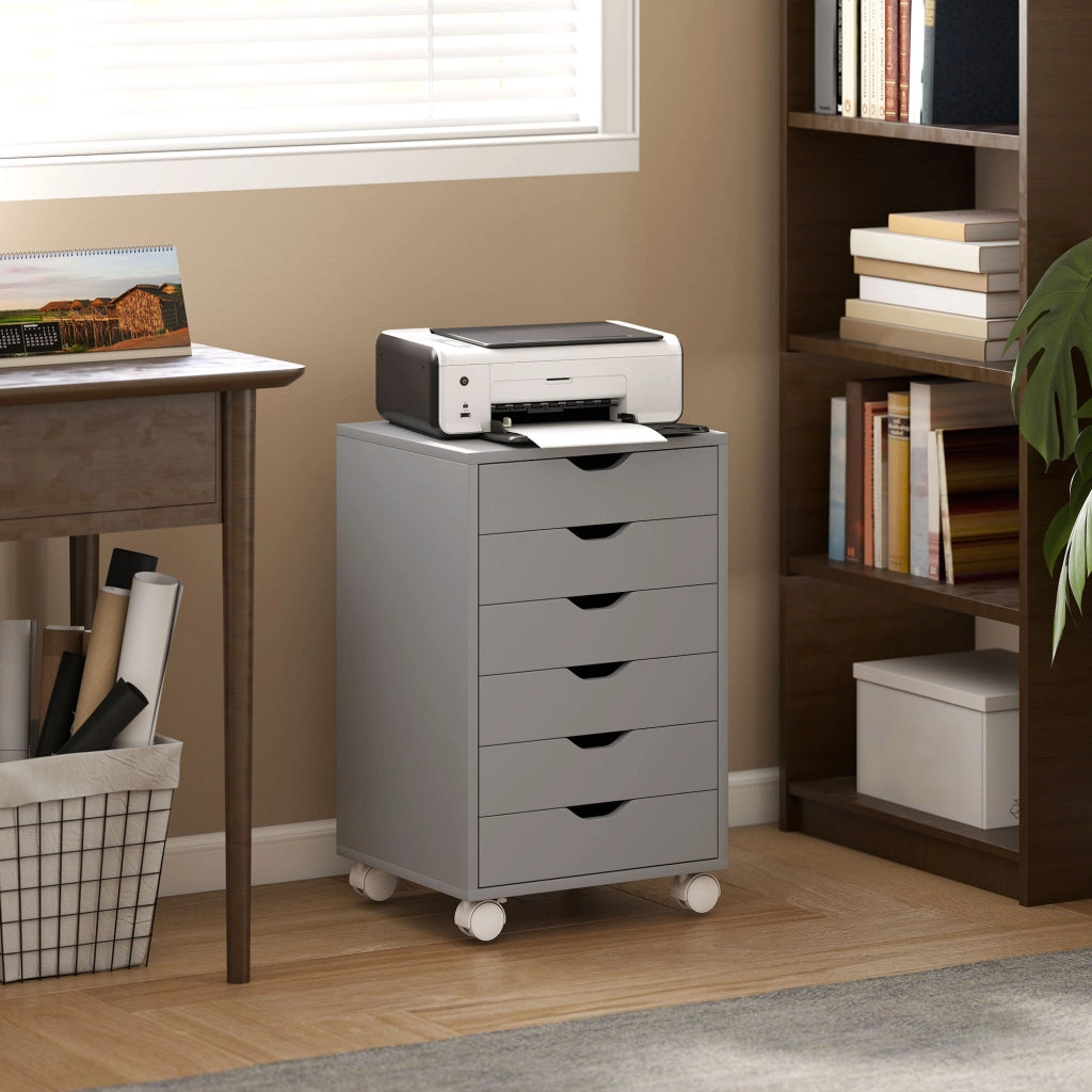 Scrivania con cassetti ¨C ZephMum ¨C Grigio 6 cassetti ruote