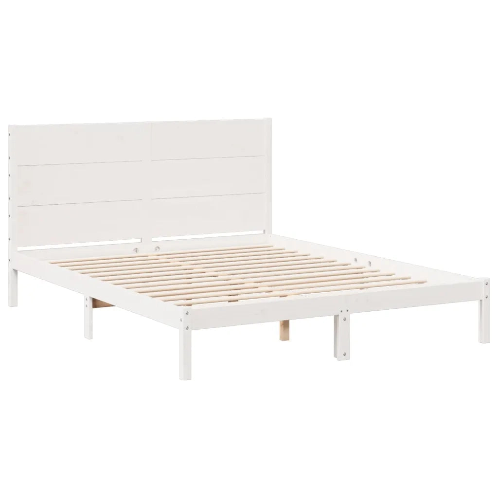 vidaXL Giroletto Extra Lungo senza Materasso Bianco 140x220cm Massello