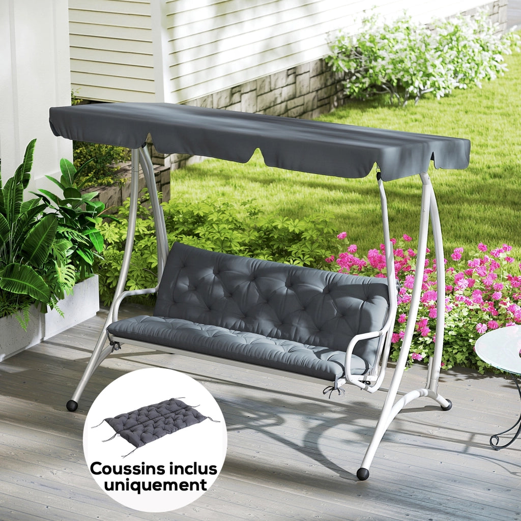 Cuscino per Divano da Giardino 3 Posti ¨C zephmum ¨C Grigio 150x98x8 cm