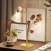 Lampada da Tavolo ¨C zephmum ¨C Vetro Temperato Ambrato Satinato Regolabile, E27, Oro
