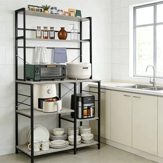 Rack da cucina indipendente, 6 pannelli, 40 x 86 x 167 cm, rack per forno a microonde, macchina del caffè e frigorifero