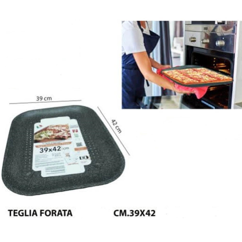 Trade Shop - Teglia Pizza Forata Ruoto In Alluminio Con Rivestimento Antiaderente In Varie Forme -