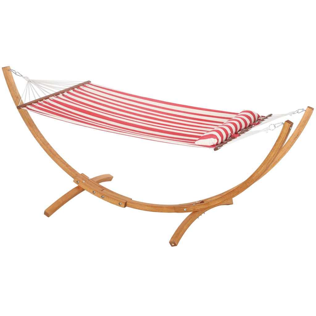 Amaca con supporto in legno e cuscino ¨C zephmum ¨C rosso e bianco 310x118x120cm