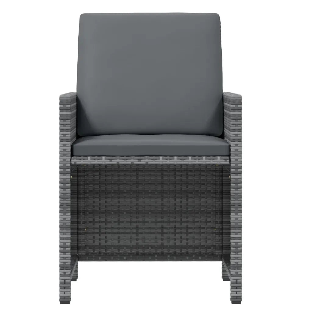 Set da Pranzo per Giardino 17 pz con Cuscini Polyrattan Grigio 3095633