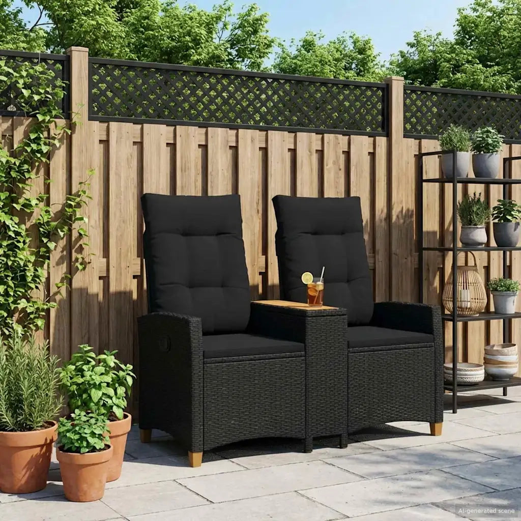 Panchina reclinabile con tavolo Nero 126 x 65 x 112 cm