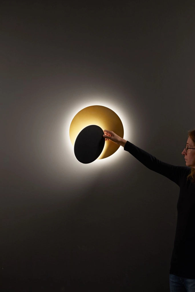Plafoniera in alluminio colore oro e nero Drum LED 43W 3000K CRI?80 220-240V 50/60Hz 3440Lm biemissione