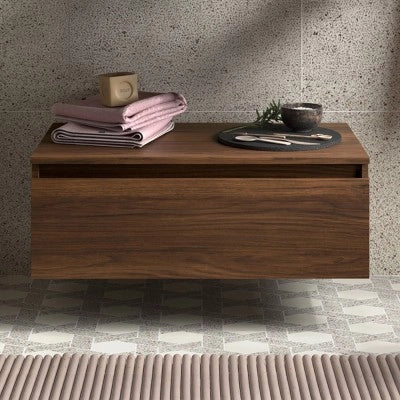 Cassettiera bagno 80 cm sospesa in noce maya con chiusura soft close - Sumo