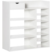Easycomfort Mobile Scarpiera Salvaspazio con Ripiani e Cassetto per 12 Scarpe, 88x30x93cm, Bianco